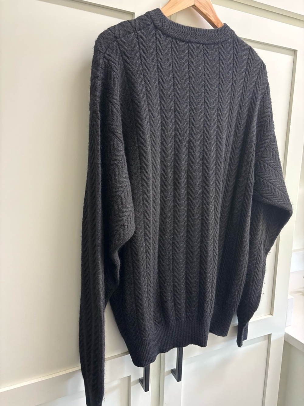 Bobby Jones Baby Alpaca Silk Sweater Knit Crewneck Men’s Large Black Peru Luxury - Picture 5 of 7